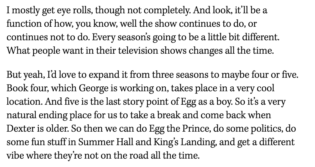 quinnthegm's tweet photo. Ira Parker says GRRM is working on the fourth Dunk &amp; Egg Story and mentions that it and the fifth story will be the last with Dunk and Egg at their current ages - his reference to a "cool" location makes makes me think the She-Wolves of Winterfell might be up next for the duo! https://t.co/agvCy9HfGH
