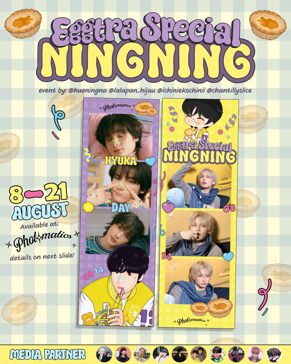 Bbiinie's tweet photo. Order Up! One giant serving of sweetness for 𝙃𝙪𝙚𝙣𝙞𝙣𝙜𝙠𝙖𝙞’𝙨 𝟮𝟰𝙩𝙝 𝘽𝙞𝙧𝙩𝙝𝙙𝙖𝙮! 💜🥚💛
Event photobooth by @hueningna, @chantillyslice, @lalapan_hijau, @ichiniekochinii 

📍Available at: Photomatic Cabang A &amp; B
📅 Periode:  8 - 21 Agustus 2026

Details are below! https://t.co/rHjz0mJ6py
