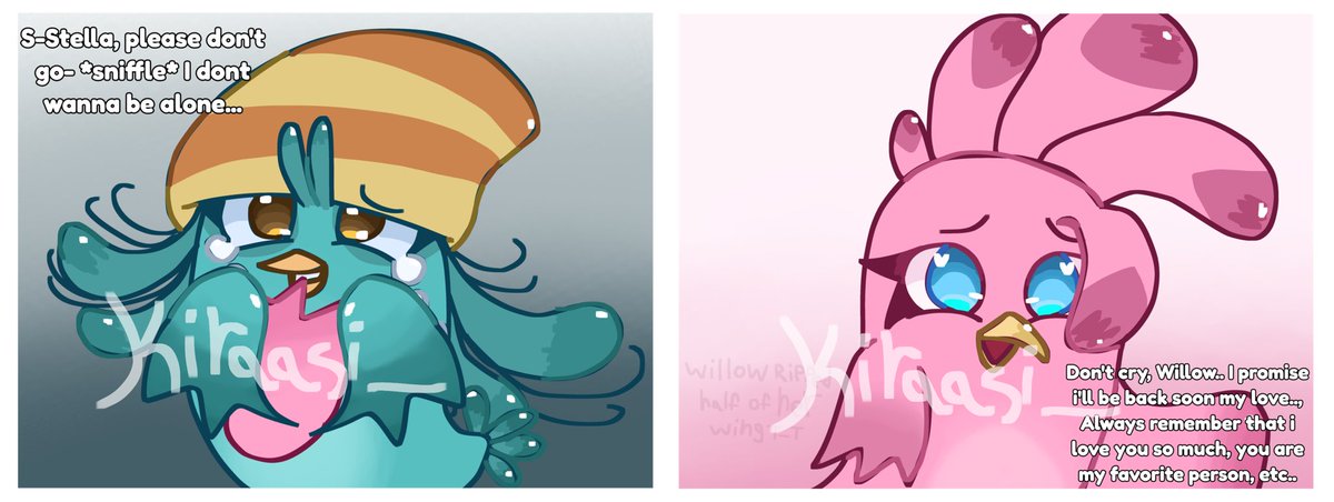 kiraasi_'s tweet photo. I'M FINALLY DONE! 

Stillow (stella x willow) mini comic!

don't mind my grammaruuhhh 😭

#angrybirds #stella #willow #stillow #ship #art #angrybirdsstella https://t.co/wUK94cBDFZ