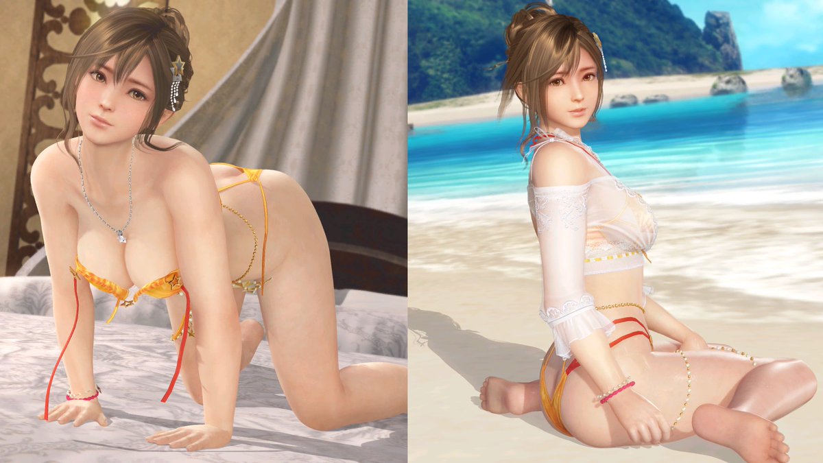 Psalm_Alyx_War's tweet photo. Guys, they censored the true colors outfits 😭😭😭😭😭😭😭😭Why do they even wear shirts over the bikini #DOA6 #DOAXVV https://t.co/TL99FKySMX