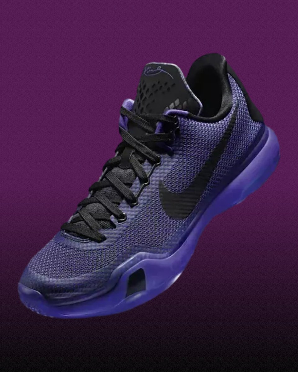 kicksonfire's tweet photo. Nike Kobe 10 Protro Blackout Violet / Black release February 2027 for $190 via Kicksonfire app. https://t.co/iwiz5BHX3a