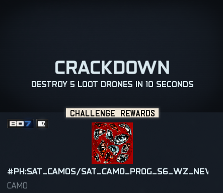 imTheRealMetal's tweet photo. New Static EE Camo "#PH:SAT_CAMOS/SAT_CAMO_PROG_S6_WZ_NEWFEATS" in BO7 Warzone S5 for Destroying 5 Loot Drones in 10 seconds! https://t.co/WfzHov6BVD