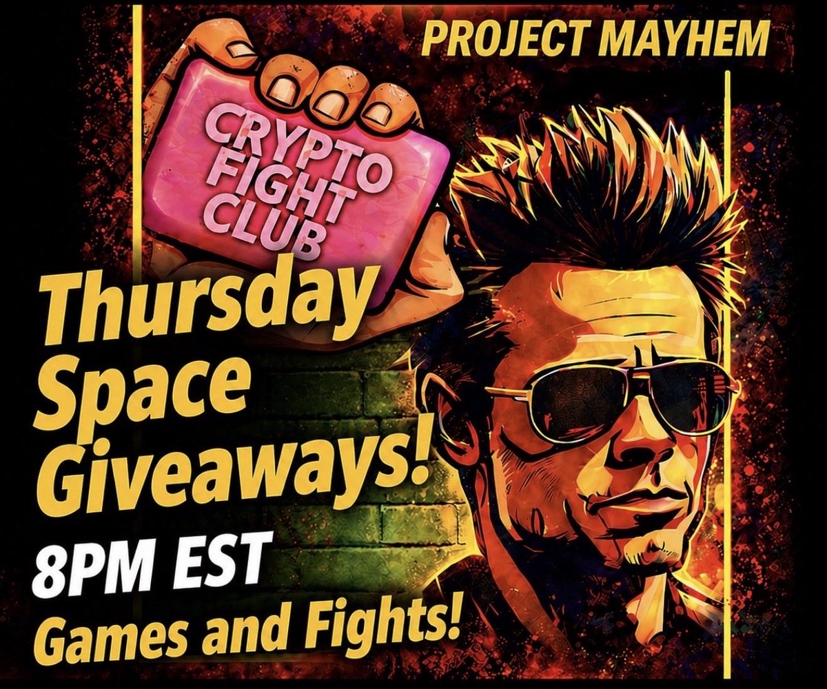 CFConSolana's tweet photo. 👊CRYPTO FIGHT CLUB
Thursday Night MAYHEM

Tonight’s Giveaways & Games

Giveaways:
$5 $SOAP Tokens
1 Mil $SOAP CFC Michigan
$5 X2 $KOINZ
Plus More!?
✅ Enter the Fight and screenshot your score
✅ Drop screenshot in space comments
✅Submit your entry to the wheel👇
https://t.co/lqZHwW4WXX

Bingo Brawl!
Prizes 🤑
$5 $KOINZ
$5 $SOAP 
Possible Golden Bonus:
$5 Crypto Fight Club Tokens

✅Like and Retweet the Space
✅Follow Host and Cohost
@CFConSolana • @DIGI_KOINZ • @CryptoPhylax 
✅Tag 3 People in space comments
✅ Request your card
Bingo Brawl Game Link👇
https://t.co/oYaBFyxnwI