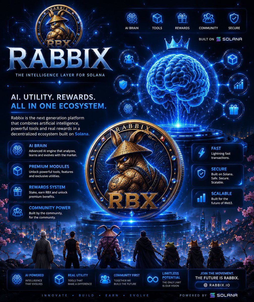 RABIXRBX's tweet photo. Most people follow the market.
RABBIX is built to understand it.
AI-powered intelligence.
On-chain analysis.
Premium tools.
One ecosystem.
The next chapter starts now. 🧠⚡🐇
https://t.co/vS63orYBlO
Our official Telegram is https://t.co/X9fmHJzdyY.
Hashtags:
#RABBIX #RBX #Solana #Web3 #AI