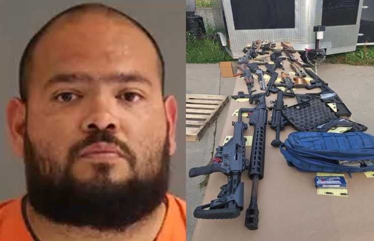 libsoftiktok's tweet photo. Jose Gerardo Ruiz Alonso, an ILLEGAL ALIEN, was arrested in Nebraska for firearm trafficking and money laundering.

FBI reportedly found more than 70 various firearms, hundreds of rounds of ammunition, and $40,000.

Criminal report claims that Alonso ADMITTED he was in the country illegally and knew that he was barred from possessing firearms.

These are the people Democrats want to protect.