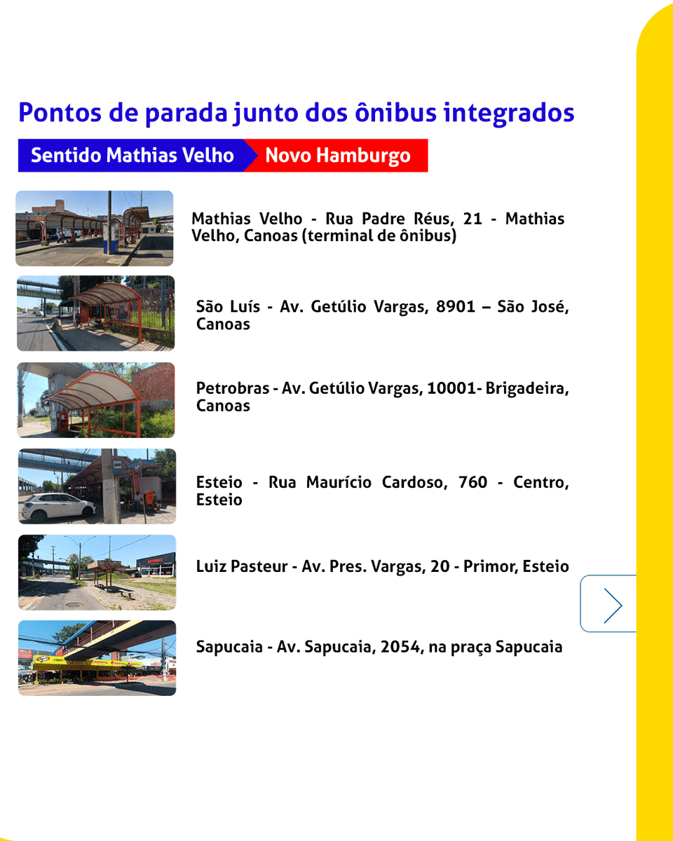 Trensurb's tweet photo. 🚆 Trens vão circular somente entre as estações Mercado-Mathias Velho (em ambos os sentidos), conforme tabelas horárias regulares de domingo. Acesse: https://t.co/v7zwrlR5aE

🚍 Trajeto Mathias Velho-Novo Hamburgo será feito por ônibus gratuito.

+ https://t.co/dqZvAYVNjl