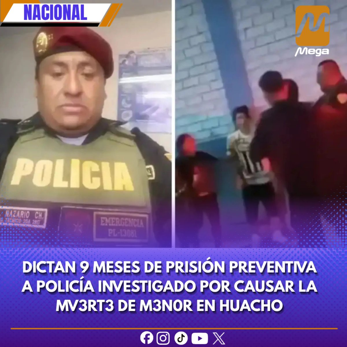 megajaen's tweet photo. 🟠🟣 #Huacho | El Poder Judicial dictó nueve meses de prisión preventiva contra un suboficial de la PNP investigado por la muerte de un niño de 8 años durante una intervención policial. https://t.co/roTuwWrX2O