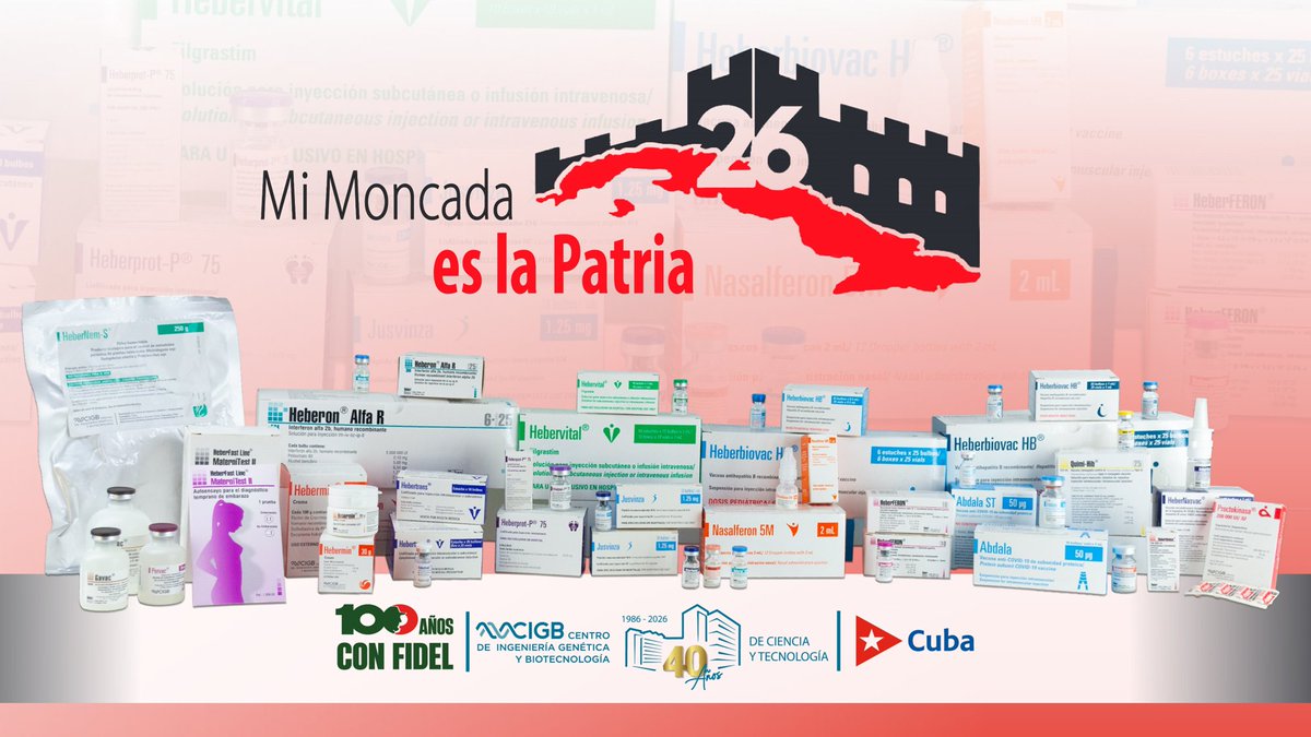 CIGBCuba's tweet photo. El #26DeJulio, #DíaDeLaRebeldíaNacional, es una fecha para conmemorar el espíritu revolucionario de nuestro pueblo y, desde nuestro sector, celebrar los logros científicos que honran ese legado.
#CIGB #100AñosConFidel #BiotecnologíaCubana #CienciaCubana #SiemprePorLaVida https://t.co/bzlJZ5lhlR
