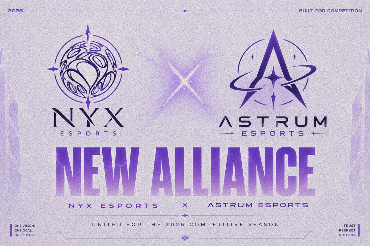 NyxEsportsLoL's tweet photo. ¡Es oficial! 🤝

A partir de hoy, NYX Esports y Astrum Esports unen caminos.

Compartimos la misma pasión por competir, desarrollar talento y seguir creciendo dentro de la escena.

Esto apenas comienza. 💜

NYX × ASTRUM https://t.co/8vaxV4trQm