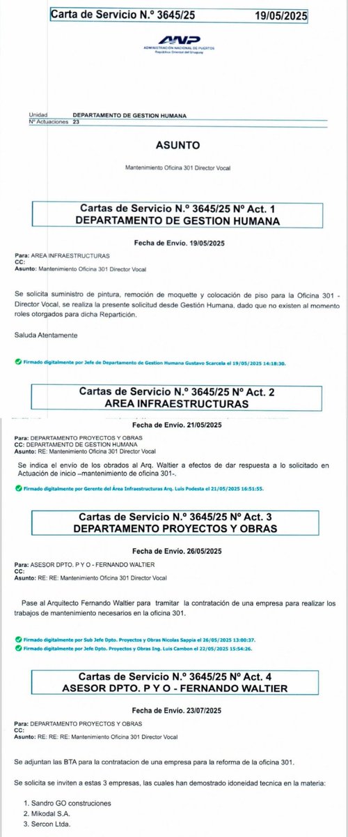 jorgegandini's tweet photo. Estimado @EPreve, tenemos nuestros teléfonos, compartimos algún grupo de WhatsApp y nos conocemos desde hace mucho. Conviene confirmar antes de enlodar, para no errar.
1️⃣- Los trámites para reparar la oficina que ocupo comenzaron antes que yo asumiera como Director Vocal en ANP, dado el notorio deterioro en pisos, paredes, ventanas y cortinas.
2️⃣- Ocupé la oficina en ese estado, casi ruinoso, hasta abril de este año cuando empezó la obra.
3️⃣- El monto que mencionas incluye otras oficinas anexas a la mía por unos 200 mts.
4️⃣- No se renovó mobiliario, ni equipamiento. Dispongo de lo que ya existía y otros en desuso en la administración.
Cuando quieras puedes pasar a tomar un café, conocer la oficina y los anexos incluidos y de paso hablar de temas portuarios, que me consta son de tu interés.
Espero corrijas tu error, que injusta e innecesariamente has hecho público.