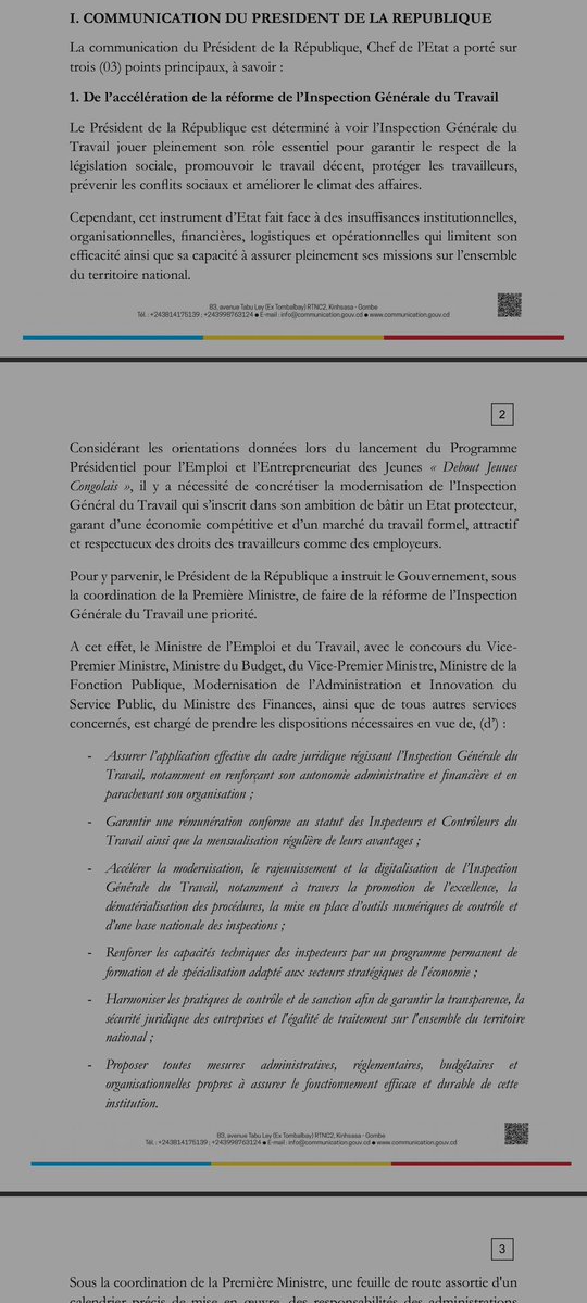 DrcTimes1's tweet photo. 🚨 Deux semaines après l’instruction présidentielle sur la réforme de l’Inspection Générale du Travail, notamment la prise en charge des Inspecteurs et Contrôleurs du Travail, rien de concret sur le terrain. Les ministres concernés ont-ils encore boudé l’ordre du Président ? 🤔🇨🇩 https://t.co/yTCDC2LB5R