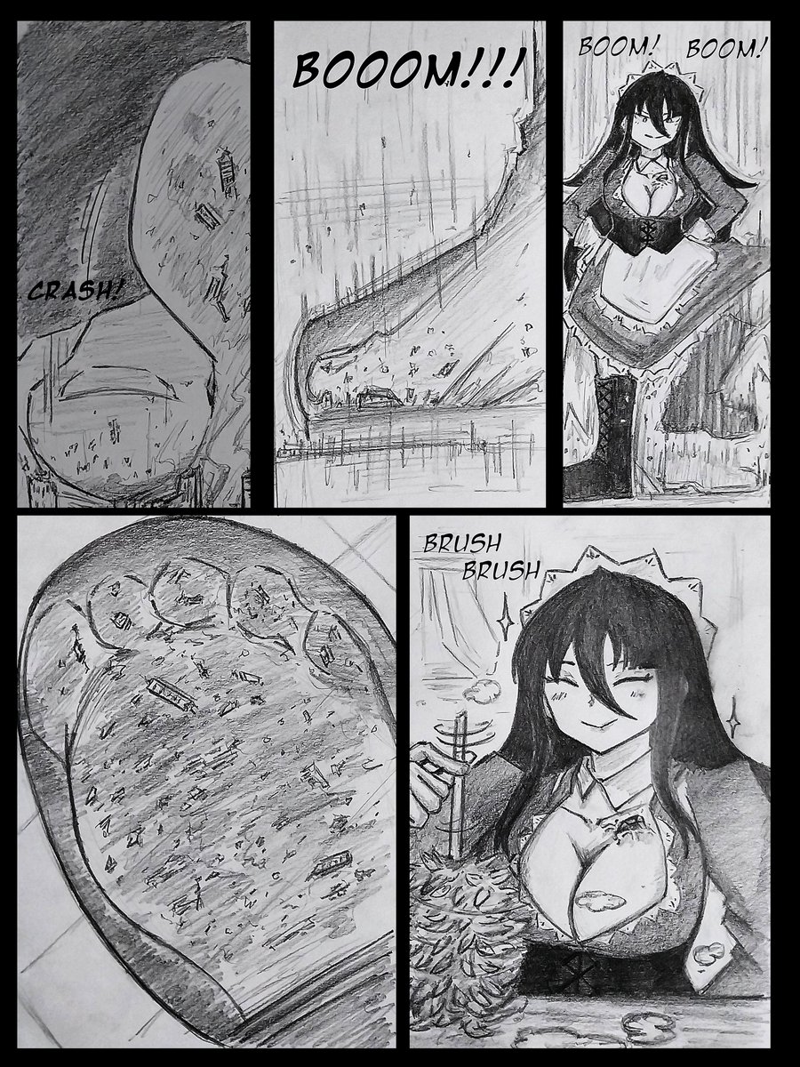 AogirisArt's tweet photo. (Comm) A Maid's Duty.
A request I made for @anonona5 featuring her OC, Madeleine discovering a small city during her daily cleaning! Thanks for the support! ❤️
#giantess #sizetwitter #巨大娘 https://t.co/uwPrzj6ZP5