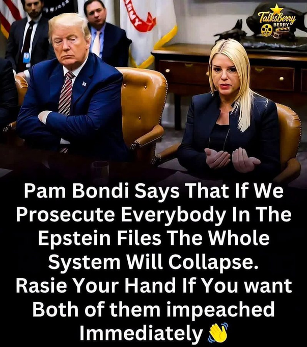 RobertPeterBay1's tweet photo. @JMunch98625 @MelGibso1 Shortly after this statement,
Trump Pam Bondi fired,
what do you think why...?!?
As long as Trump has the complete
and, above all, unredacted Epstein files 
is the considerable suspicion not off the table...!! https://t.co/cCGSk3Ckdh