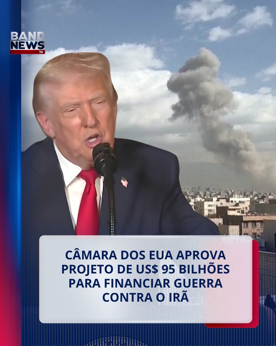 bandnewstv's tweet photo. A Câmara dos Representantes dos Estados Unidos aprovou um projeto orçamentário de US$ 95 bilhões para financiar os gastos relacionados à guerra contra o Irã. Segundo estimativas, o conflito já consumiu mais de US$ 37 bilhões em recursos norte-americanos.

A proposta foi aprovada por 216 votos a favor e 214 contra, com apoio apenas da bancada republicana.

Do total previsto, US$ 60 bilhões serão destinados ao Pentágono, enquanto outros US$ 13 bilhões serão direcionados a áreas ligadas à segurança nacional.

Além dos recursos para o conflito, o projeto inclui medidas que restringem o voto de imigrantes nas eleições para o Congresso, previstas para novembro.

O texto segue agora para análise do Senado, onde deve enfrentar resistência da bancada democrata antes de uma eventual aprovação.

#bandnewstv #noticias