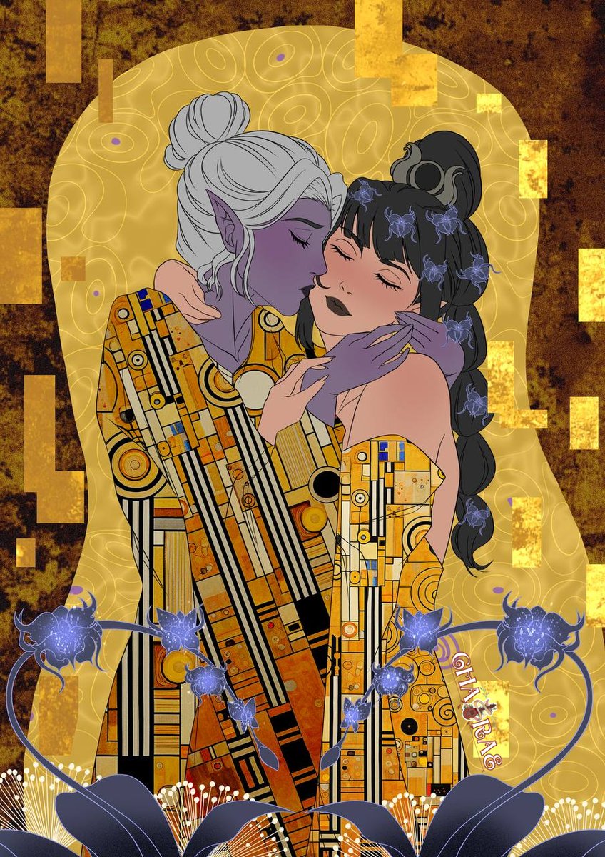 ChairaeArt's tweet photo. I think I like this version more
Shadowheart and Minthara, inspired by Gustav Klimt https://t.co/g9Zgnn9Itd