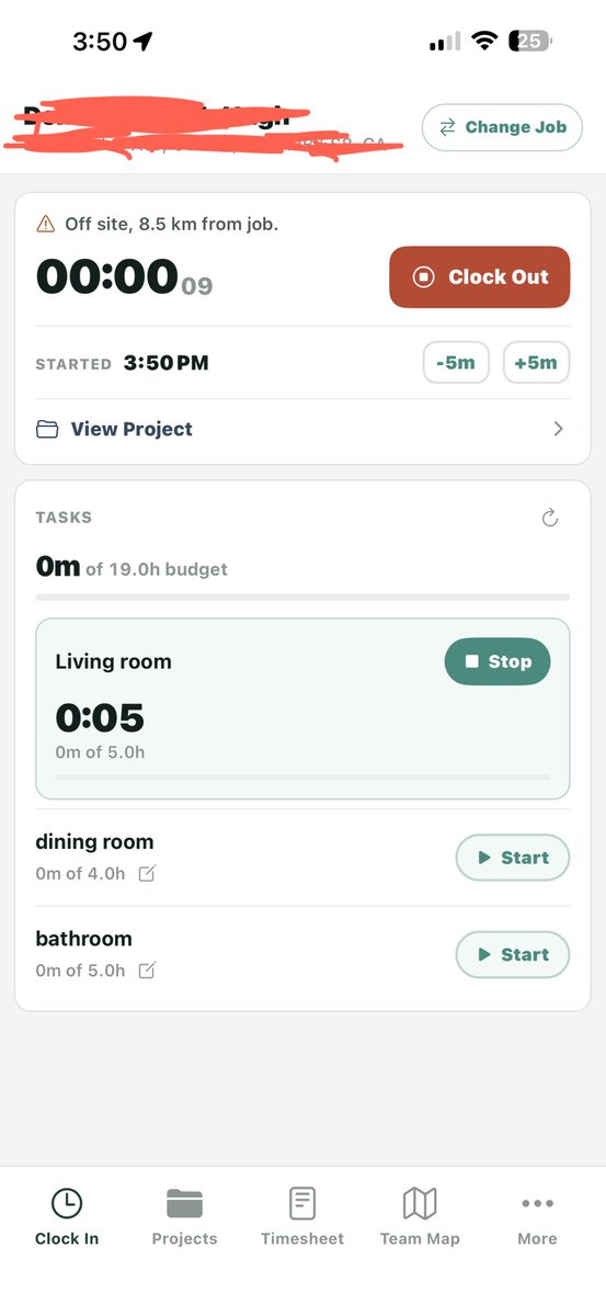 jadslim_'s tweet photo. Every painter at my painting company has to select a task and click start before they start the job. 

If a task is above budget then they have to justify it.

If the job is below budget then they get a bonus.

We just started using it and our labour cost seems to be trending in the right direction