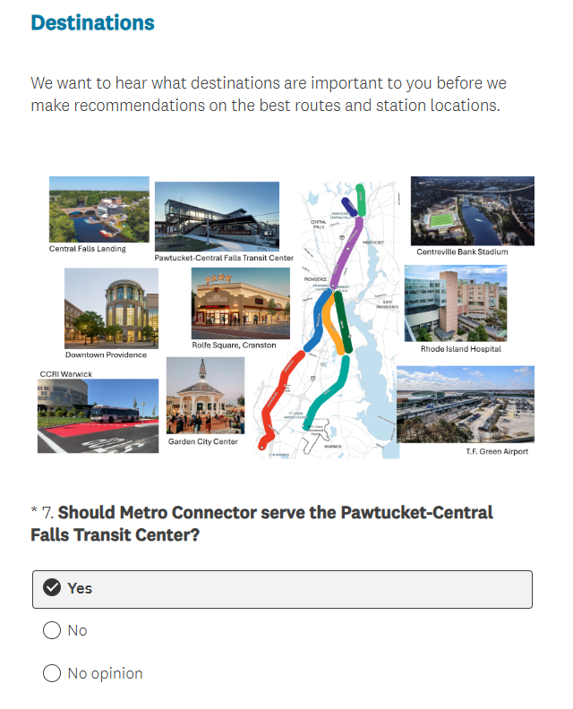 RIPTA_RI's tweet photo. Help us design a new fast transit service to connect the Providence metro area by sharing your thoughts! 🚌🚆 Take the Metro Connector survey and provide important feedback on the route's path, destinations, and mode (light rail or bus rapid transit): https://t.co/MT9L9I5LAZ https://t.co/r2Ghe7ARSS
