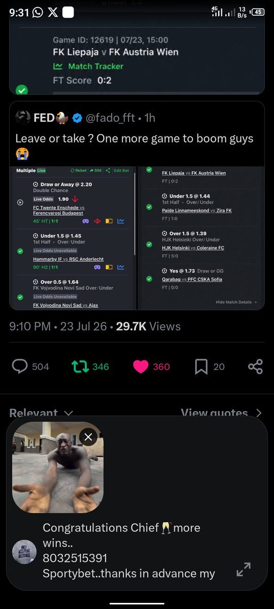bhadtosin's tweet photo. @fado_fft Congratulations Chief🥂more wins..
8032515391
Sportybet..thanks in advance my boss🙏 https://t.co/1FG01OvZr6