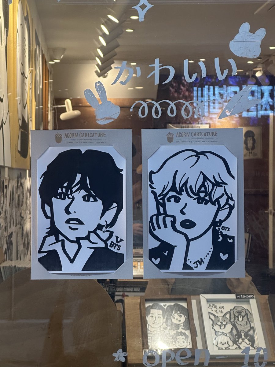 vmin4ams's tweet photo. forgot to post this vmin i saw in seoul at acorn caricature <3 https://t.co/dgAOtjlvT1