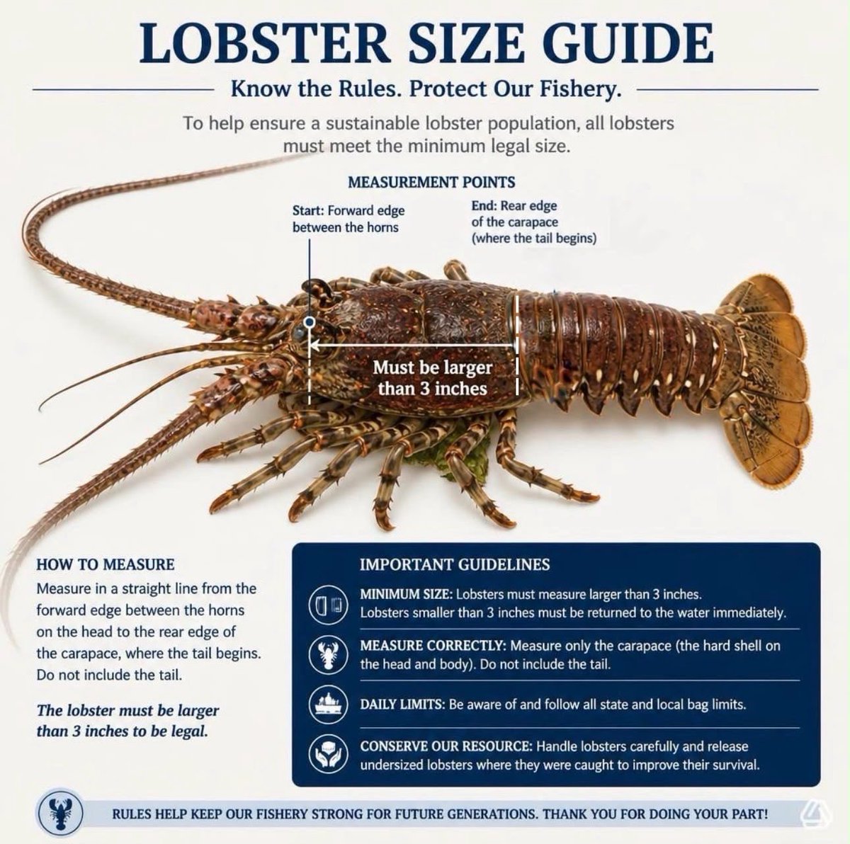 USCGSoutheast's tweet photo. Heading out for Lobster Mini Season? 🦞 Keep it safe & legal!
🔹 Check local FWC guidelines.
🔹 Ensure your engine cutoff switch is attached.
🔹 Never dive alone.
🔹 Watch out for spinning props.
Mini-Season runs from July 29–30.
🔗https://t.co/qbBgfCtOnX
#SafeBoating #USCG https://t.co/WSTy6JfV74