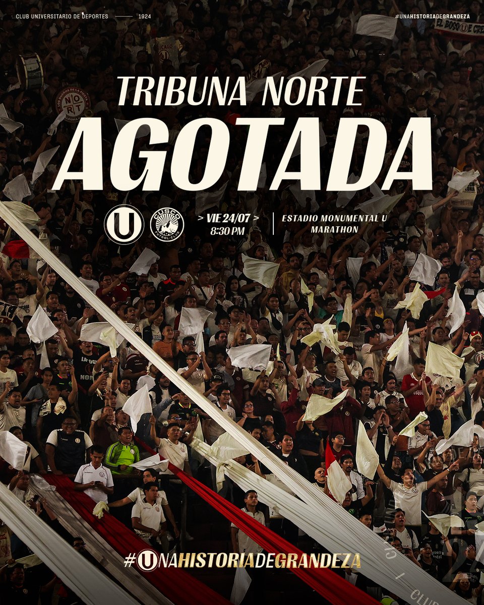 Universitario's tweet photo. Ⓤ𝗡𝗜𝗗𝗢𝗦 𝗘𝗡 𝗖𝗔𝗗𝗔 𝗣𝗔𝗦𝗢 💪

La popular norte lista para nuestro reencuentro en casa ✅.

🎟️ Adquiere tus entradas para el resto de tribunas aquí ▶️ https://t.co/6yT1PIN2ek

#UnaHistoriaDeGrandeza
#UnidosOtraVez https://t.co/AloQC92MfR