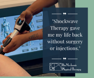 BioMechanicPT's tweet photo. Shockwave Therapy gave me my life
back without surgery or injections." Pain that won't go
away isn't something you have to "just live with."

If you've been dealing with stubborn heel pain, tennis
elbow, shoulder pain, Achilles tendinopathy, or other
chronic tendon and soft tissue injuries, Shockwave
Therapy may be the breakthrough you've been looking
for.

At BioMechanic Physical Therapy, Shockwave Therapy
uses percussion waves to stimulate your body's
natural healing response, helping improve circulation,
reduce pain, and support tissue repair—without
injections or surgery.

Combined with our hands-on physical therapy and
personalized treatment plans, Shockwave Therapy can
help you recover faster and get back to the activities
you love. Call today 703-723-7726
