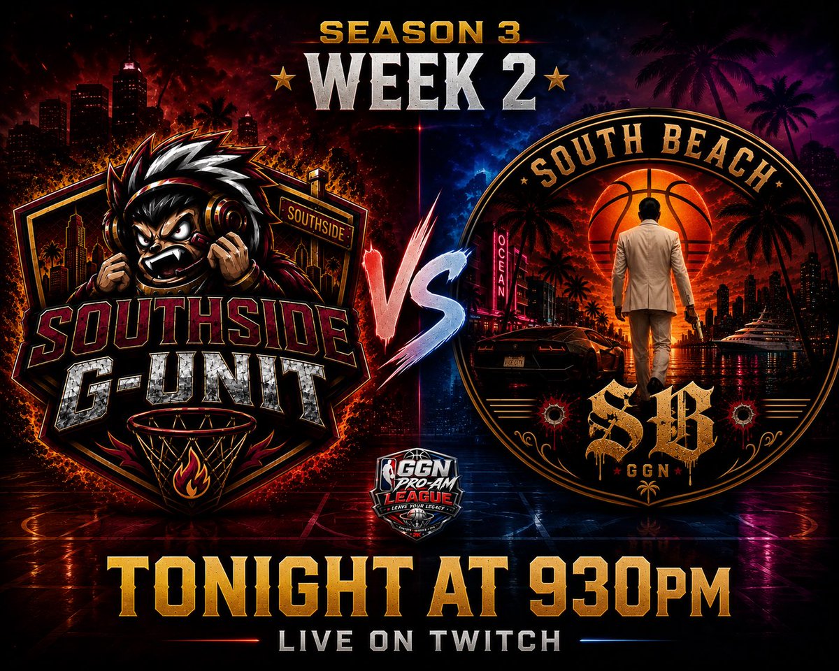 GGNProAmLeague's tweet photo. 🚨 PRO-AM LEAGUE SEASON 3🚨

Tonight’s slate features two teams looking to gain momentum as the Southside (3-3) take on the South Beach (2-4). Southside enters on a three-game winning streak after an 0-3 start, while South Beach is trying to snap a skid.

#GGNProAmLeague #GGN2K https://t.co/K1BYbuUsQX