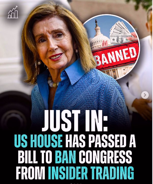 RedEagleUpdates's tweet photo. 🚨BREAKING: "House just PASSED ban on Congress members &amp; spouses trading individual stocks — plus NATIONAL VOTER ID attached!"  

FINALLY DRAINING THE SWAMP! PELOSI BTFO 🔥🇺🇸  

What do you think — will the Senate kill this or finally grow a spine? https://t.co/yyZodRHBOH
