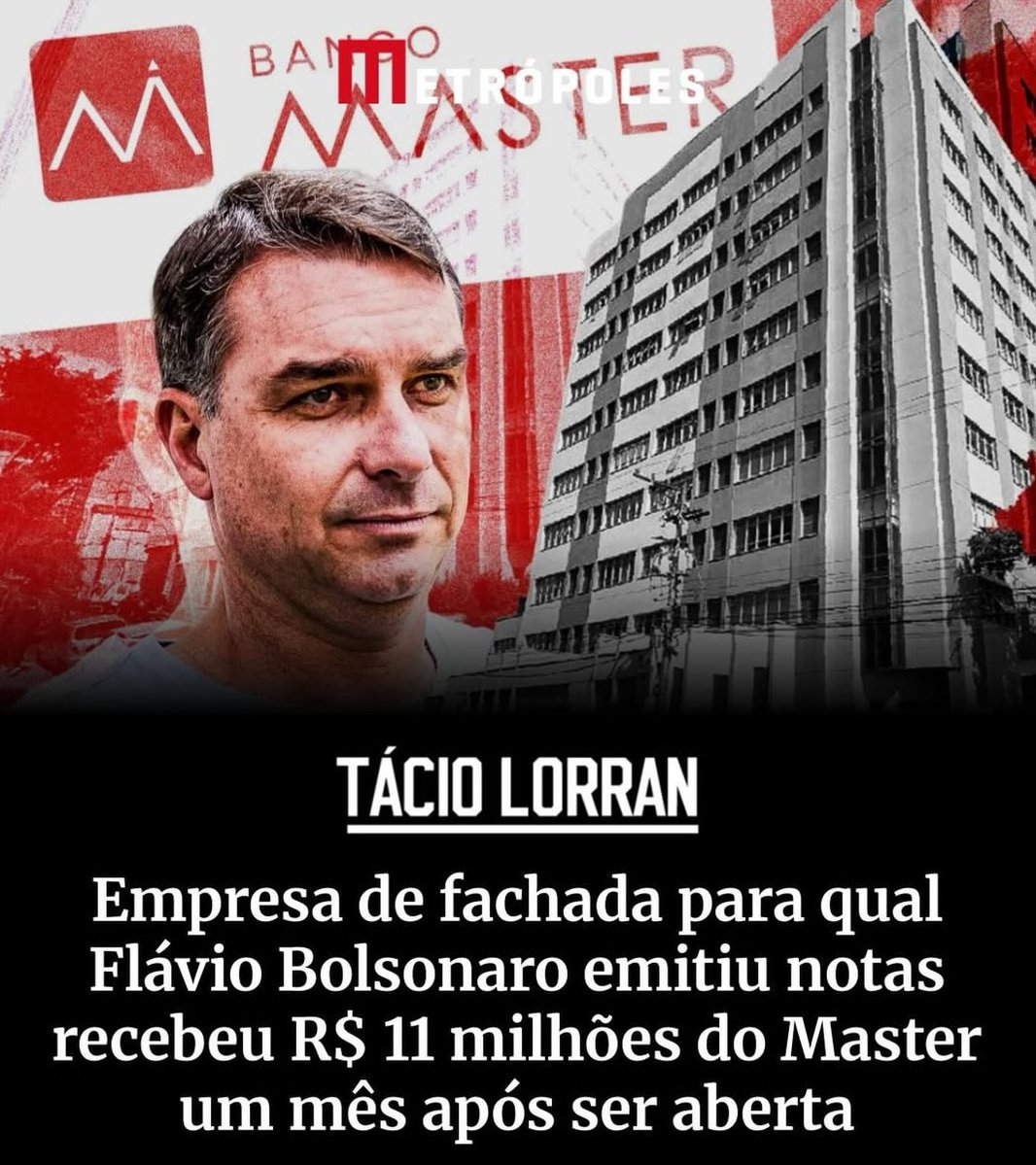 EleicaoBr2026's tweet photo. ▶️ URGENTE: Empresa de fachada da Copenhagen recebeu R$ 11 milhões do Master um mês após abertura

A Copenhagen Consultoria e Assessoria, empresa de fachada para a qual o escritório de Flávio Bolsonaro emitiu e cancelou notas fiscais de R$ 1 milhão, foi aberta em novembro de 2024 e já no mês seguinte recebeu R$ 11,2 milhões do Banco Master. Ao longo de 2025, a firma recebeu mais R$ 46,6 milhões do banco de Daniel Vorcaro, figurando entre as dez empresas que mais receberam recursos do Master, segundo dados da Receita Federal.

🗞️ Tácio Lorran/Metrópoles