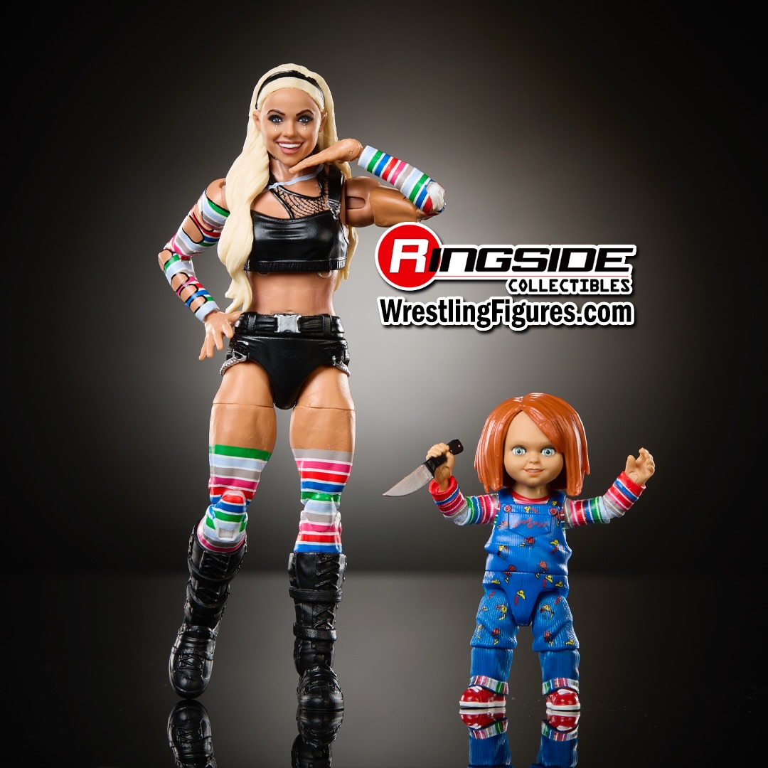 RingsideC's tweet photo. He is her friend 'til the end! Liv Morgan w/ Chucky WWE x Universal Horrors shown at the #SDCC2026 Mattel WWE Elite Squad Panel 

Follow us for all your @Mattel @WWE #SDCC Coverage

@YaOnlyLivvOnce 

#RingsideCollectibles #WrestlingFigures #ComicCon https://t.co/Zao5AU00F8