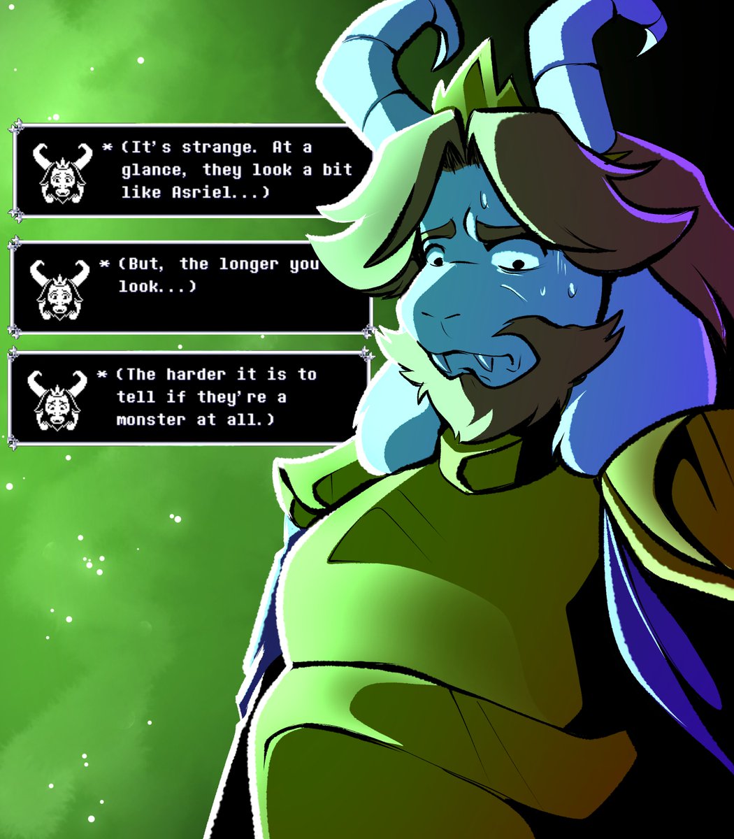 Artsyrean's tweet photo. I had a thought....
(he's only watched anime recently, give him a minute)
[ deltarune, asgore, ralsei ] https://t.co/zuXYAV83Bg