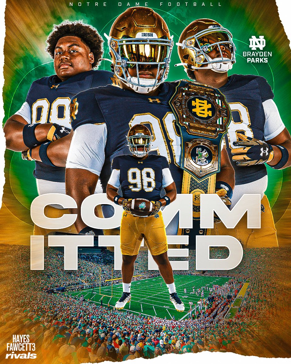 Hayes Fawcett: BREAKING: Four-Star DL Brayden Parks has Committed to Notre Dame, he tells me for @Rivals
The 6’2 305 DL chose the Figh