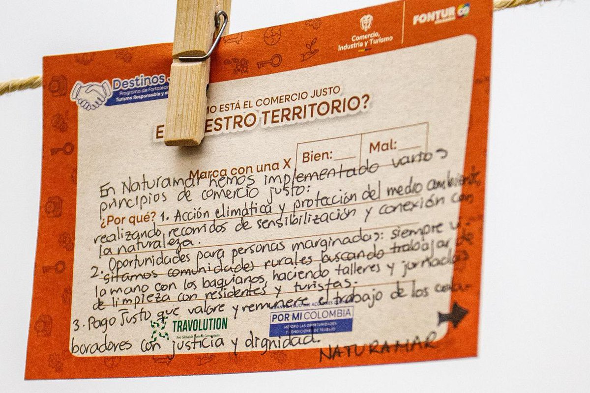 fonturcol's tweet photo. 2/3 Durante la jornada se desarrolló un taller para diseñar rutas turísticas que integren prácticas de comercio justo, promoviendo experiencias que reconozcan el valor de las comunidades, sus saberes y tradiciones, y generen beneficios para quienes forman parte de la cadena turística.