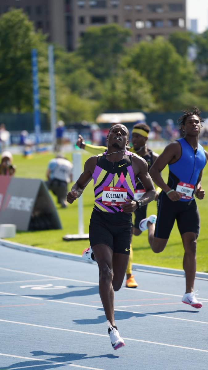 FloTrack's tweet photo. Cruising through the prelims 🚀

Christian Coleman and Noah Lyles lead 27 qualifiers through the opening round of the men's 100m. They run 9.96 and 9.97 to respectively win their heats.

Top 15 Qualifiers
 Christian Coleman – 9.96
 Noah Lyles – 9.97
 Ronnie Baker – 10.00
 Kenny Bednarek – 10.04
 Courtney Lindsey – 10.06
 Brandon Hicklin – 10.08
 Lawrence Johnson – 10.11
 PJ Ize-Iyamu – 10.14
 Maximilian Thomas – 10.16
 Ajani Dwyer – 10.18
 ZaChaeus Beard – 10.19
 Cooper Bibbs – 10.20
 Marcellus Moore – 10.20
 Cameron Crump – 10.22
 Pjai Austin – 10.22
 Ty Davis – 10.22

FloTrack's #USATF2026 coverage presented by @Hoka and @FleetFeet

📸 @bryandeibelmedia , @pacephoto