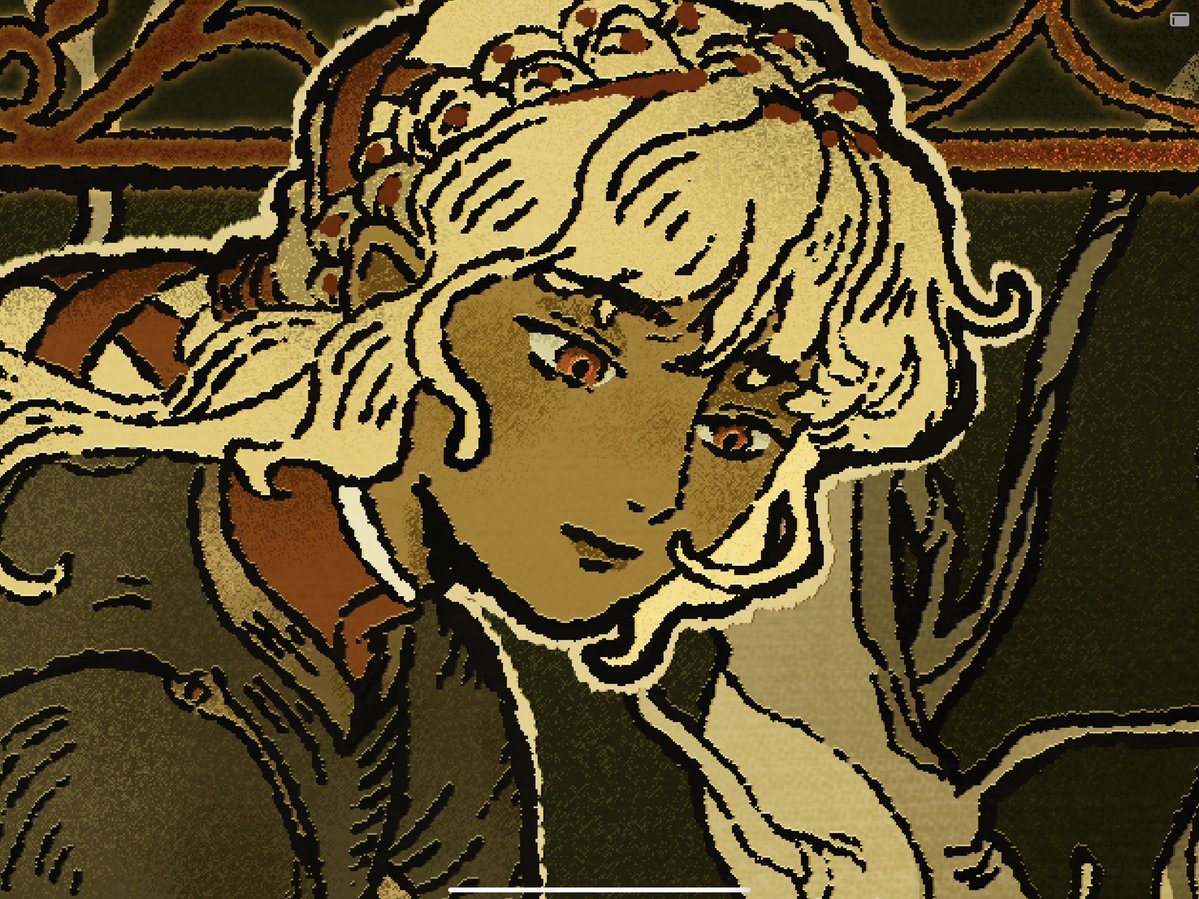 bunmellos's tweet photo. been doing this effect on my lineart lately that makes my art look like a tapestry https://t.co/TT0BtQCvA8