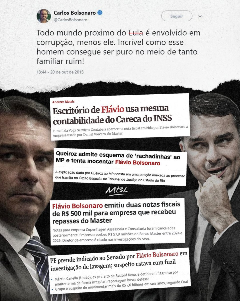 MBLivre's tweet photo. Agora troque “Lula” por “Flávio” e veja o que acontece! https://t.co/j1Uw8Ws6Vo