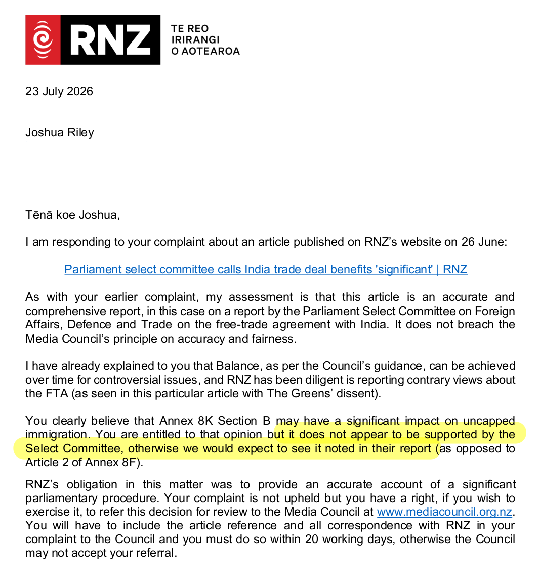 VoteSovereign's tweet photo. Unreal. We have State funded media that refuses to look into parts of the FTA because the select committee didn't discuss them.

You can't make this up. If the government doesn't want to talk about it, RNZ doesn't either. This is the antithesis of journalism. https://t.co/ykqEHy13n0