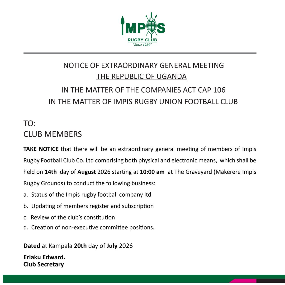ImpisRFC's tweet photo. Notice to all Club Members ! 📢

#ImpisAGM 
#ARROGANCE https://t.co/rxppYierOq