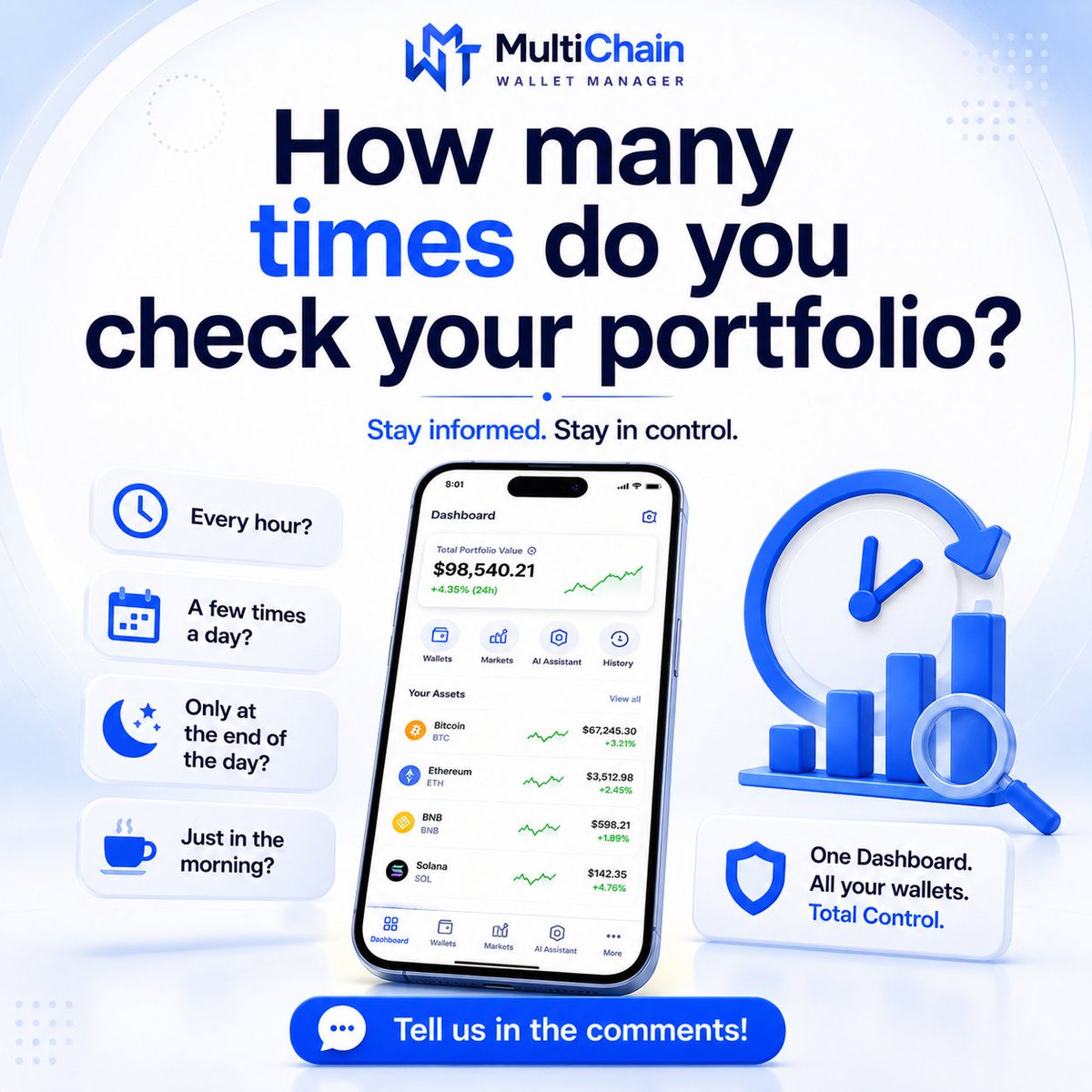manager_multi's tweet photo. How many times do you check your portfolio?
Wallet Manager: Connect multiple wallets simultaneously.

#Cryptocurrencies #Crypto #Blockchain #Web3 #Bitcoin #Ethereum #Investments #DeFi #CryptoMarket #MultiChainWalletManager #CryptoBrazil #CryptoDashboard https://t.co/O5eY8qAbJ8