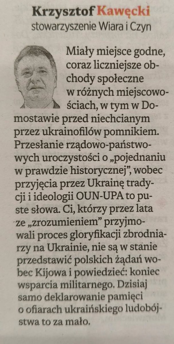 PrawicaKawecki's tweet photo. W "Warszawskiej Gazecie" podsumowuję ostatnie obchody upamiętniające ofiary ludobójstwa dokonanego przez ukraińskich nacjonalistów. https://t.co/9hdXvHQ4eK