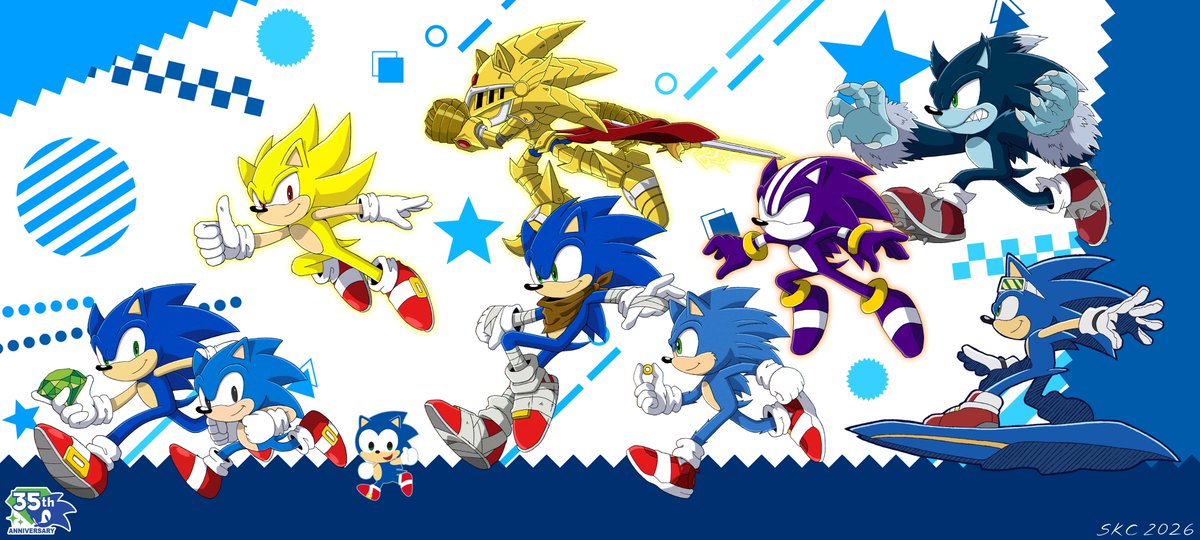 KArtist23's tweet photo. "Through the Eras"

My submission for the 35 Years of Speed.

This image displays of how many versions I grew up with Sonic as a kid to where I am now. https://t.co/mkiA86DhY8