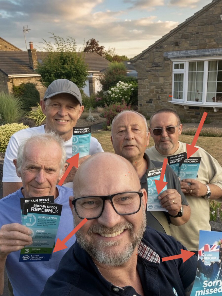 WetherbyEasing's tweet photo. @KevlarHannah Errr Kevin…this image is 100% AI-generated. Are you real? Is “Scott Jones”? Which one is he?  Have Reform ever been to Wetherby?! 
@reformexposed https://t.co/jrAhbCQCpV