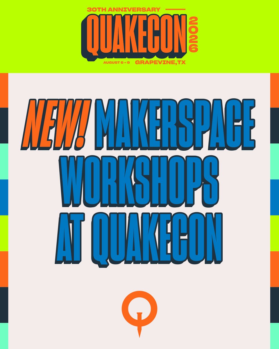 QuakeCon's tweet photo. 🧑‍🎨Get Creative in the QuakeCon Interactive Makerspace! 
📝Check out all the fun workshops and sign up today:
https://t.co/bz4Q7DfjVI https://t.co/Aqeo30LWTV