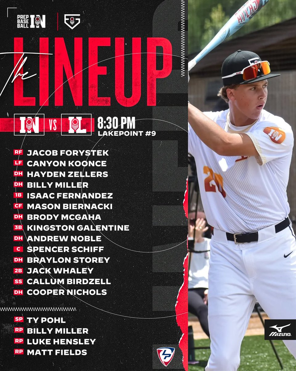 PrepBaseballIN's tweet photo. 𝓣𝓮𝓪𝓶 𝓘𝓷𝓭𝓲𝓪𝓷𝓪 𝓛𝓲𝓷𝓮𝓾𝓹

Starting lineup &amp; batting order for tonight’s matchup under the lights vs @prepbaseballil ‼️

⏰ 8:30 PM
📍 LP #9
📺 https://t.co/J6y3xXbFm2

Ty Pohl gets the ball to start. 

#TeamIndiana || #PBFG26 https://t.co/lVCgOQsh1j