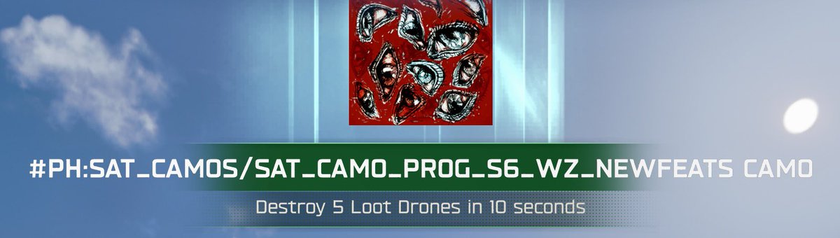 MORSxGAMING's tweet photo. Secret rewards (CAMO,CHARM) you can unlock now in call of duty Warzone(SZN5)🛰️

1, Destroy 10 loot drones.
2,  Destroy 5 loot drones in 10 seconds. 
(Tip: use a sniper it 1 shots drones)

 @CallofDuty @charlieINTEL #callofduty https://t.co/EkdwPChJcF