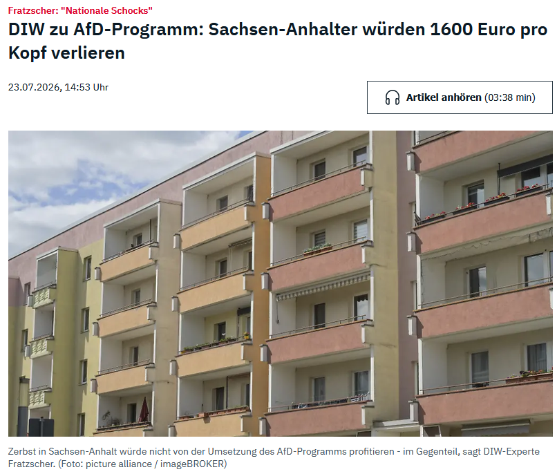 PeterBorbe's tweet photo. Jetzt steigt auch Wirtschafts-Superhirn Marcel Fratzscher in den sachsen-anhaltinischen Wahlkampf ein. Sachsen-Anhalter würden 1600 Euro pro Kopf verlieren, sagt er.  Wenn der das sagt, können sich die Sachsen-Anhalter schon mal auf 1600 mehr freuen.
Schließlich ist Fratzscher als zuverlässiger Kontra-Indikator bekannt!😃