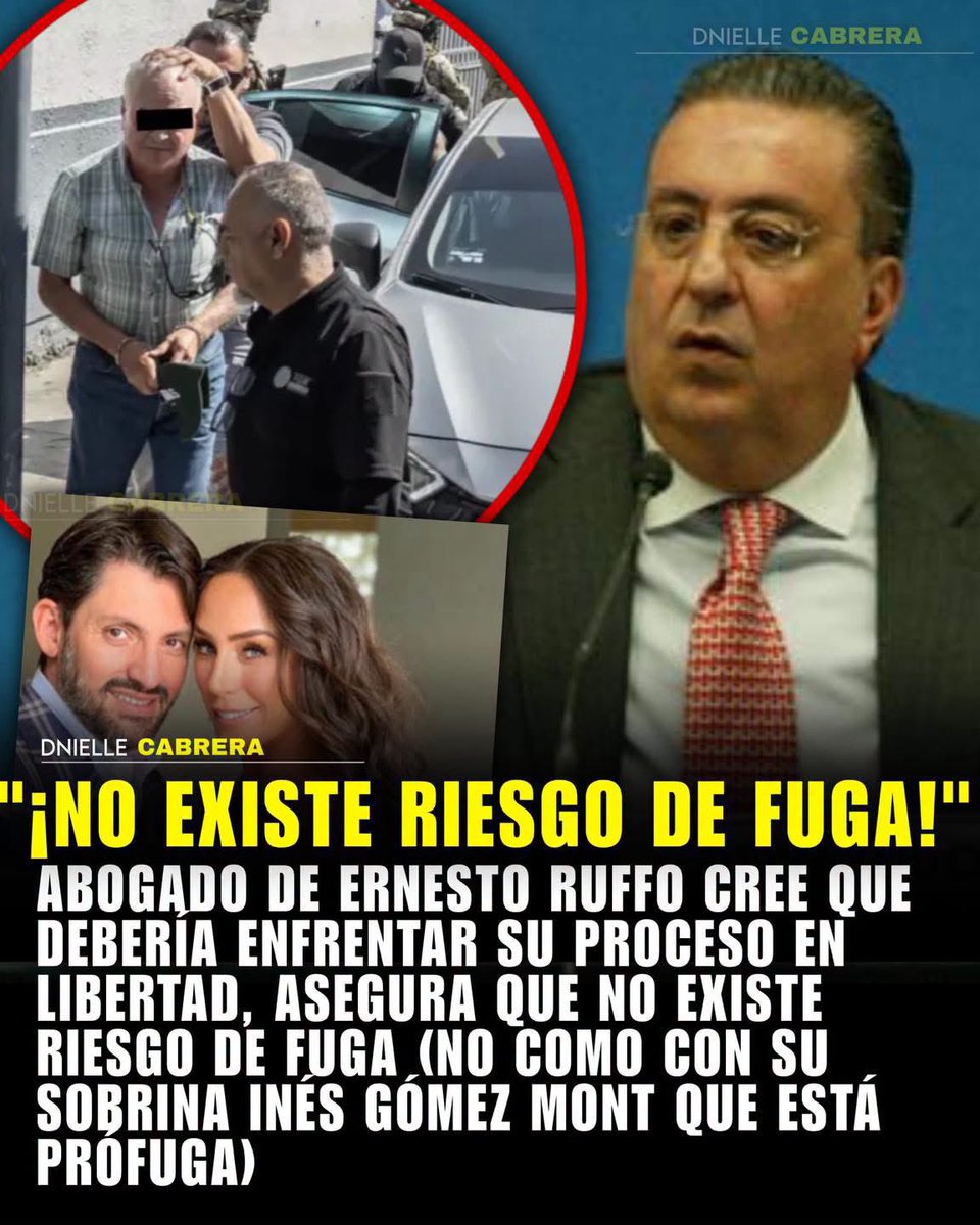 DnielleCabrera's tweet photo. 🚨 QUERÍAN QUE SU CLIENTE SE FUGUE Y NO LES SALIÓ!

El abogado defensor de Ernesto Ruffo, Fernando Gómez Mont, asegura que su cliente debería de enfrentar el proceso en su contra en libertad, ya que asegura “no existe riesgo de fuga” que porque “es una persona que nunca ha tenido antecedentes”.

Curiosamente algo parecido obtuvo su sobrina Inés Gómez Mont que junto a su esposo sí llegaron a fugarse y están prófugos por l4vado de dinero y otros motivos 🫪