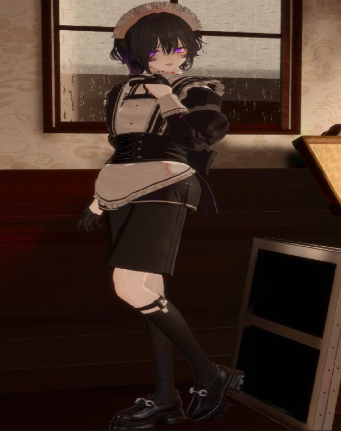 VR_Julia_'s tweet photo. 「こんばんは。」🌙
🖤 Gothic Elegance × Kawaii Style
💜 紫の瞳 ✦ Silent vibes ✦ VRChat
.
.
.
#VRChat #VRAvatar #ゴシックメイド #メイド #かわいい #アバター #VRChatAvatar #AnimeAvatar #Gothic #Kawaii #VirtualReality #紫の瞳 #VRLife #AvatarShowcase #VRC https://t.co/AT35qdNXCv