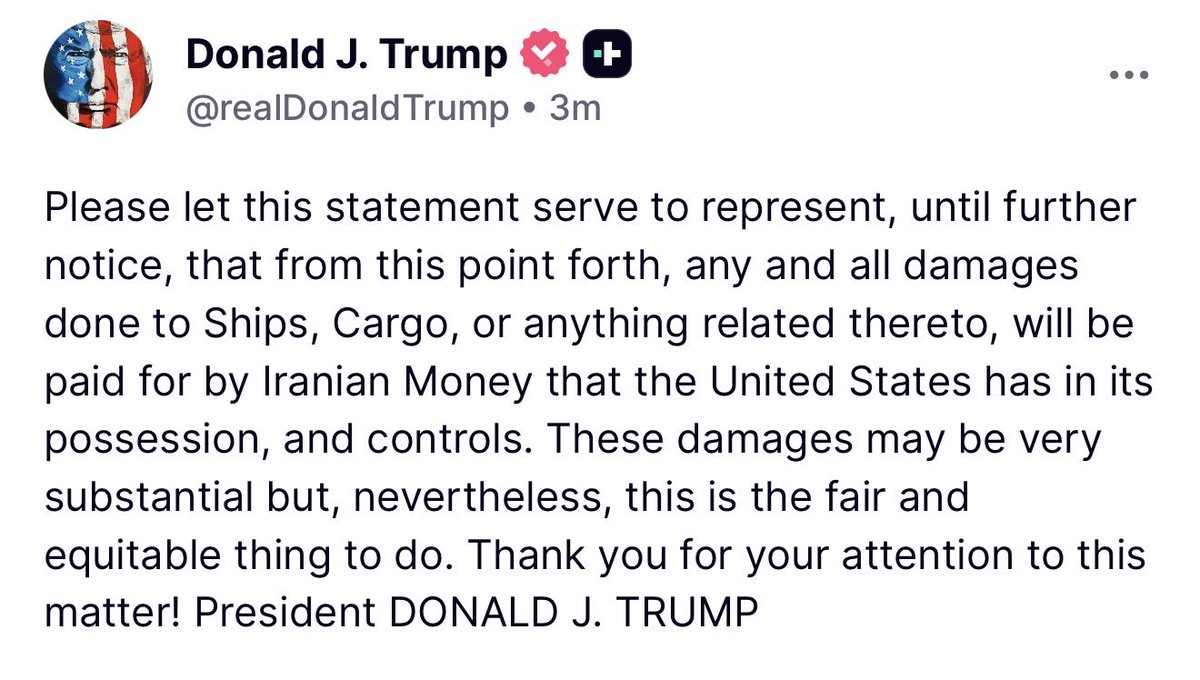 MAGAVoice's tweet photo. 🚨 President Trump just dropped this BANGER on Iran https://t.co/xLeI3005FG