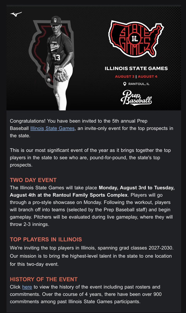Dayton_Travis5's tweet photo. Thank you @PrepBaseballIL for the state games invite. Can’t wait to compete https://t.co/BM84ZseFl3